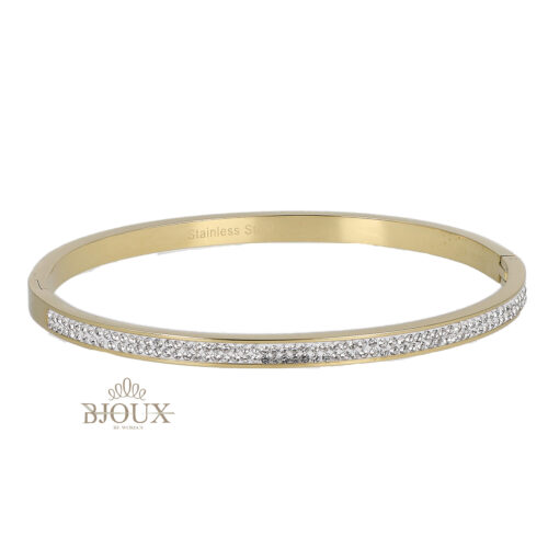Bracciale rigido color oro con fili strass