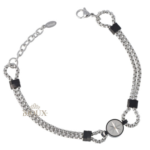 Bracciale uomo in acciaio bussolotto rosa dei venti