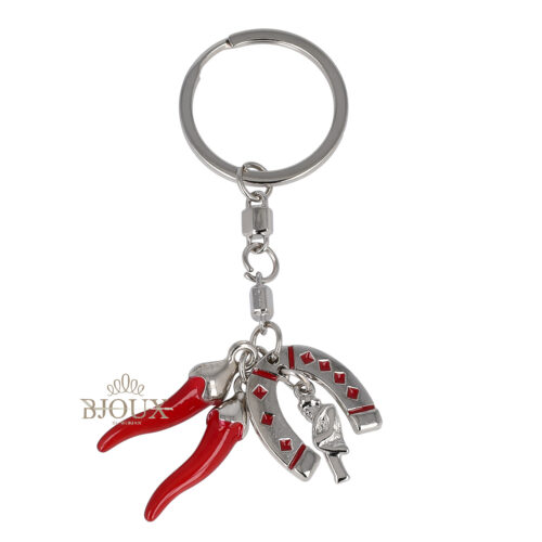 Portachiavi con corno e portafortuna