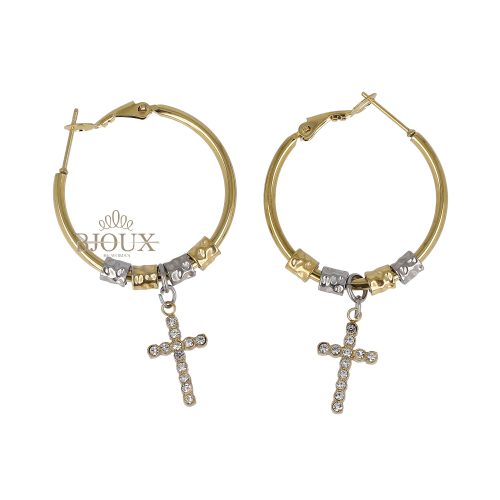 Orecchini cerchio 30 mm con croce