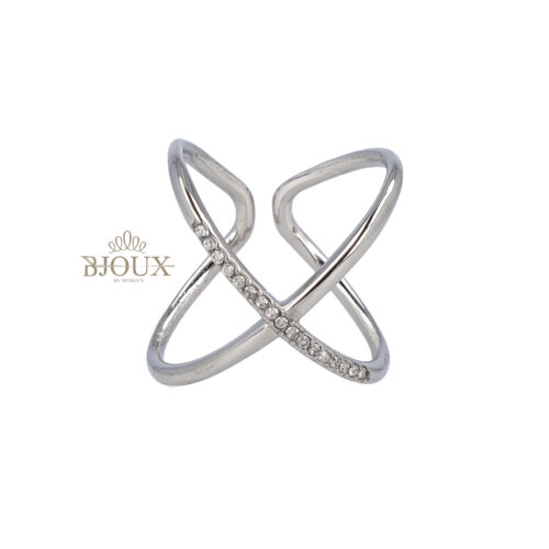 Anello incrocio con strass