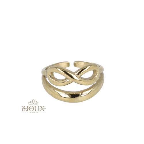Anello fascia dorata con infinito