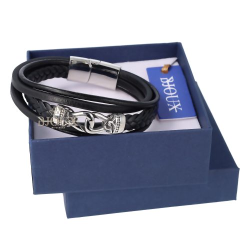 Bracciale in pelle black con groumette