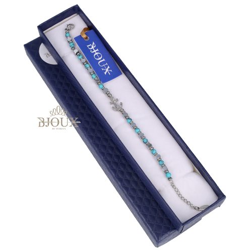 Bracciale ancora acciaio e pietre dure turchese