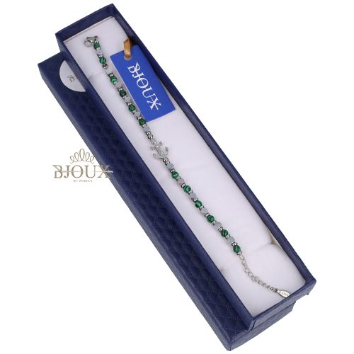 Bracciale ancora acciaio e pietre dure verdi
