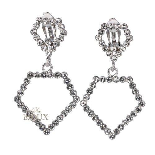 Orecchini clips pentagono con strass