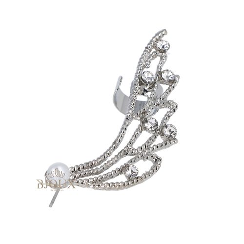 Orecchino earcuff ala con perla e strass