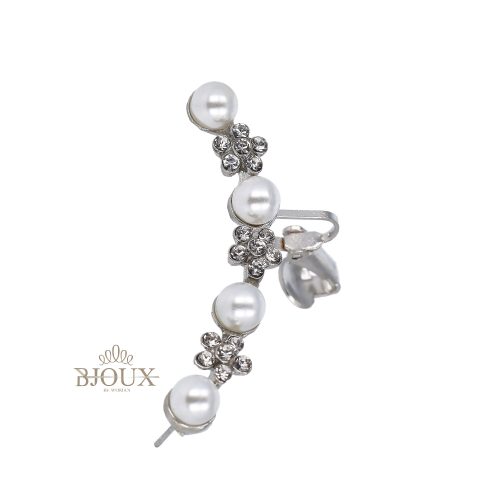 Orecchino earcuff fiorellini con perline