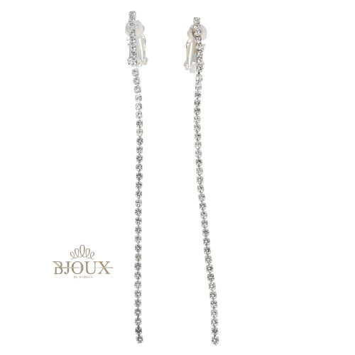 Orecchini clips un filo strass pendente