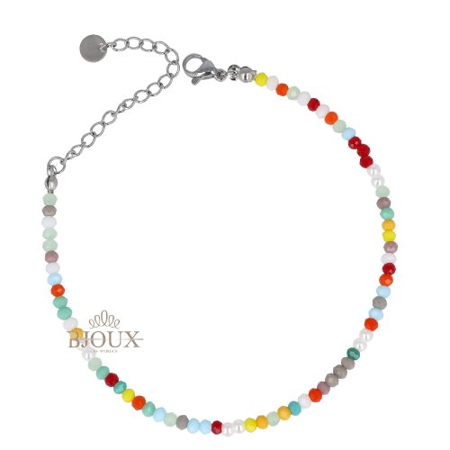 Cavigliera acciaio perline in vetro