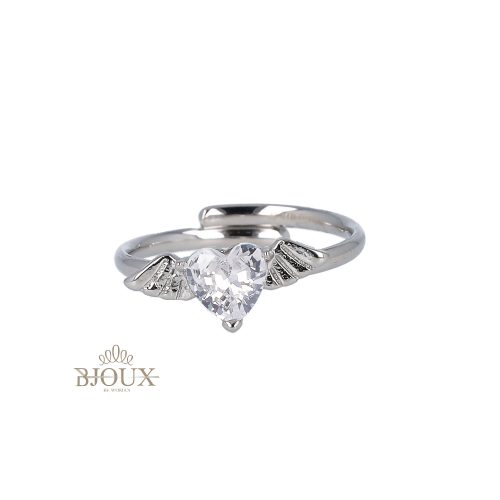 Anello cuore castone con ali