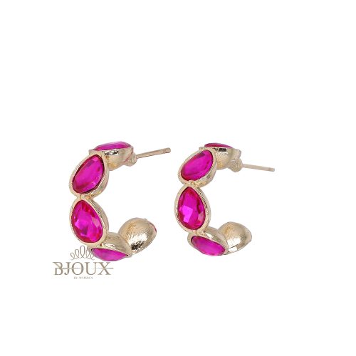 Orecchini cerchio ottone con castoni goccia