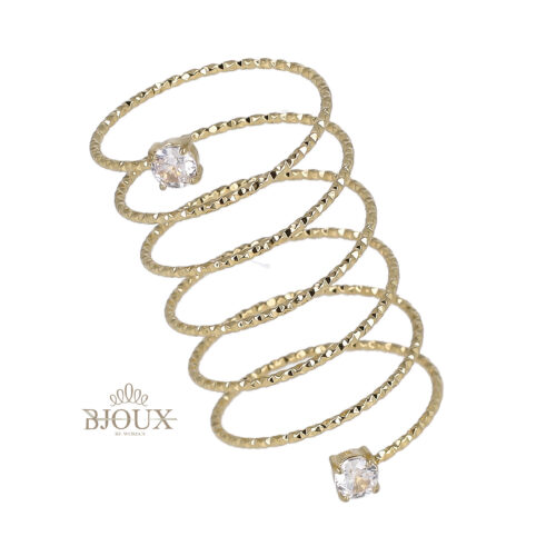 Anello acciaio spirale con punti luce