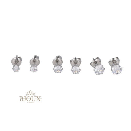 Orecchini acciaio tris di punti luce