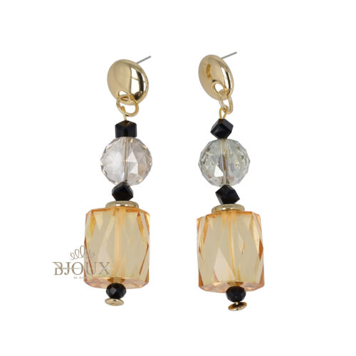 Orecchini handmade con cristalli e pietra orange