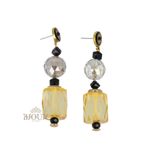 Orecchini handmade con cristalli e pietra yellow