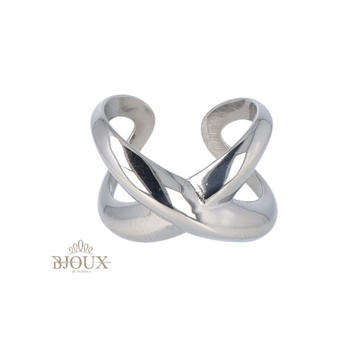 Anello acciaio a incrocio bombato