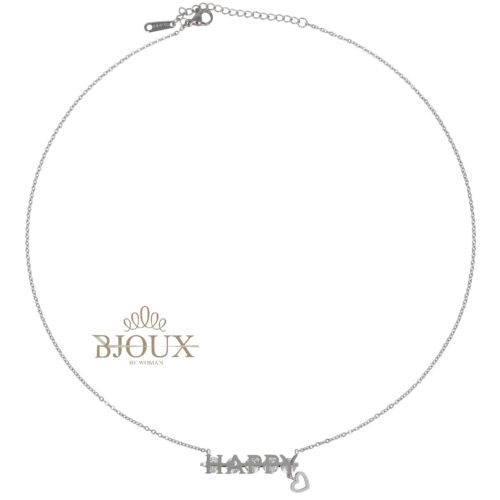 Collana Happy con zirconi in acciaio