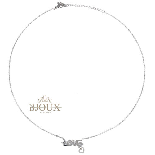 Collana Love con zirconi in acciaio
