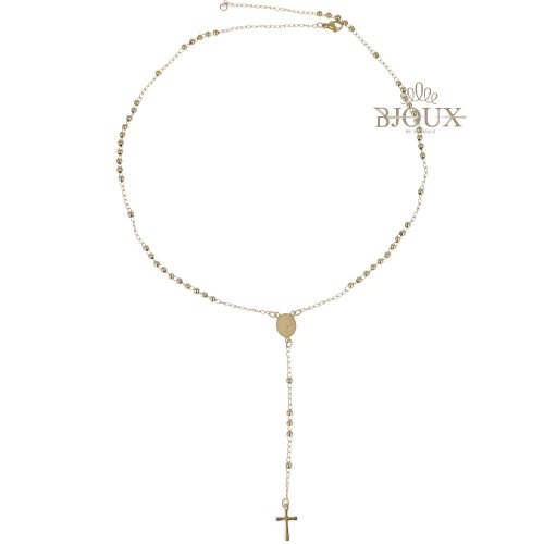 Collana rosario in acciaio dorato
