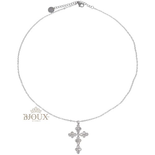 Collana con crocetta stilizzata con castoni