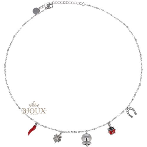 Collana acciaio con campanella e coccinella