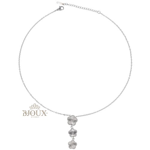 Collana acciaio tre fiori pendenti