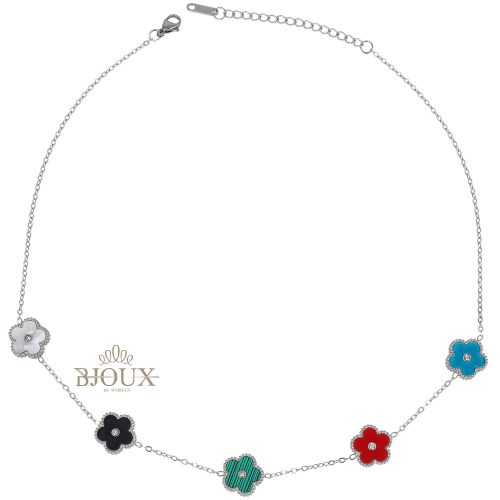 Collana acciaio cinque fiorellini