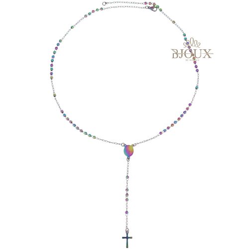 Collana rosario in acciaio multicolor