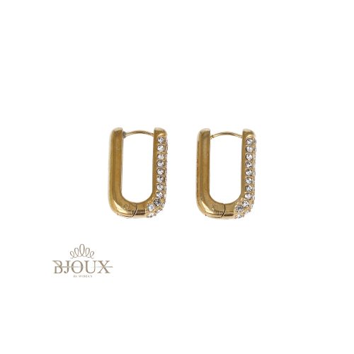 Orecchini ovali 15mm con strass laterali