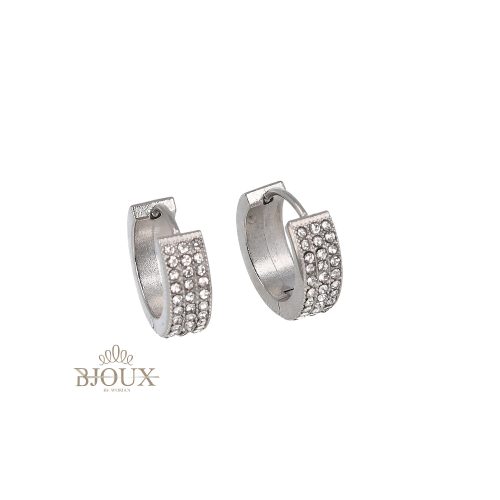 Orecchini hoops 10 mm con 3 file strass