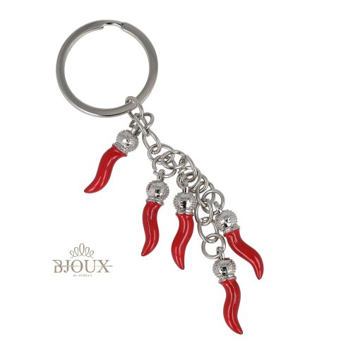 Portachiavi con 5 cornetti portafortuna