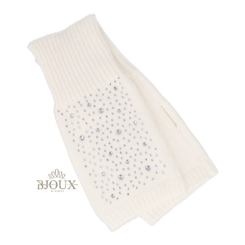 Guanto donna con strass senza dita bianco