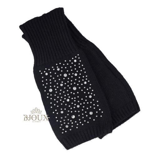 Guanto donna con strass senza dita black