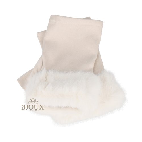 Guanto senza dita con ecopelo bianco