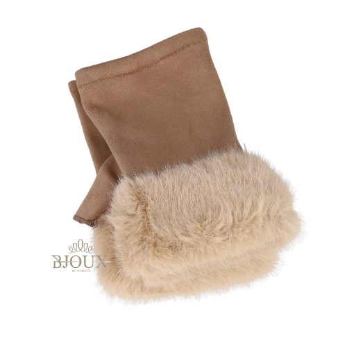 Guanto senza dita con ecopelo brown