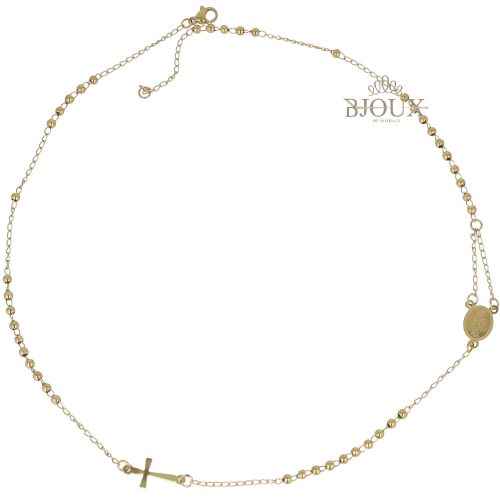 Collana bigiotteria rosario in acciaio dorato