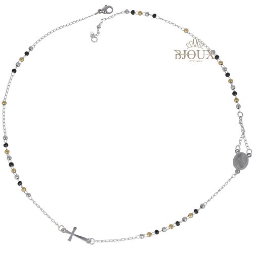 Collana in acciaio rosario girocollo 3 toni