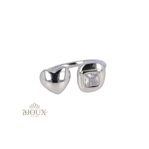 Anello aperto con cuore e punto luce