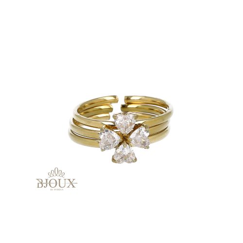 Anello tris fedine con castoni fiore