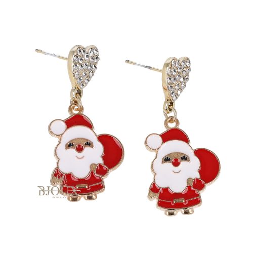 Orecchini cuori strass con ciondoli Santa Claus