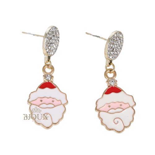 Orecchini tondi strass con ciondolo babbo natale