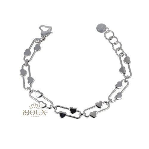 Bracciale catena anelli ovali con cuori