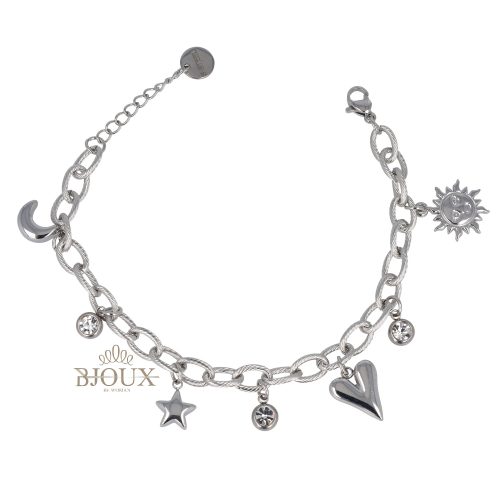 Bracciale catena cuore stella e luna