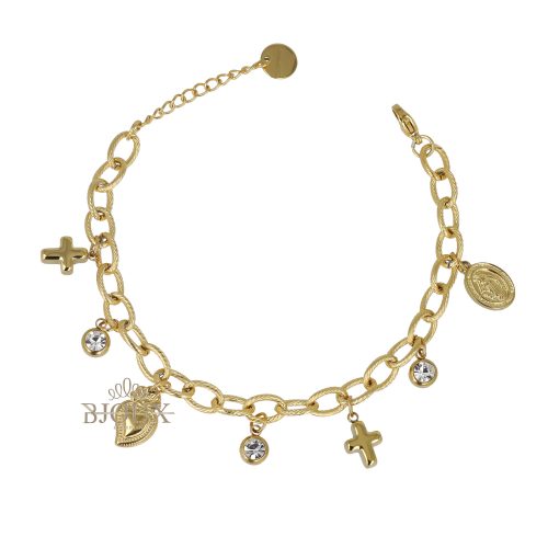 Bracciale catena cuore sacro e croci