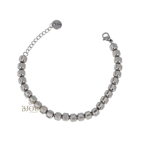 Bracciale pepite in acciaio rodiato