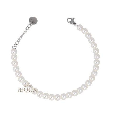 Bracciale perline bianche 5 mm