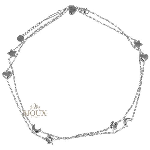 Collana lunga cuore stella e luna 3d