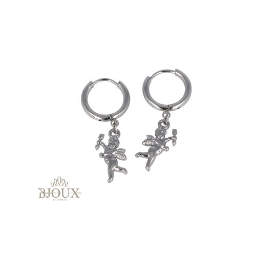 Orecchini acciaio ciondolo cupido e cuore