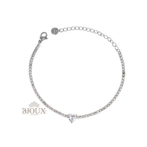 Bracciale tennis con cuore strass